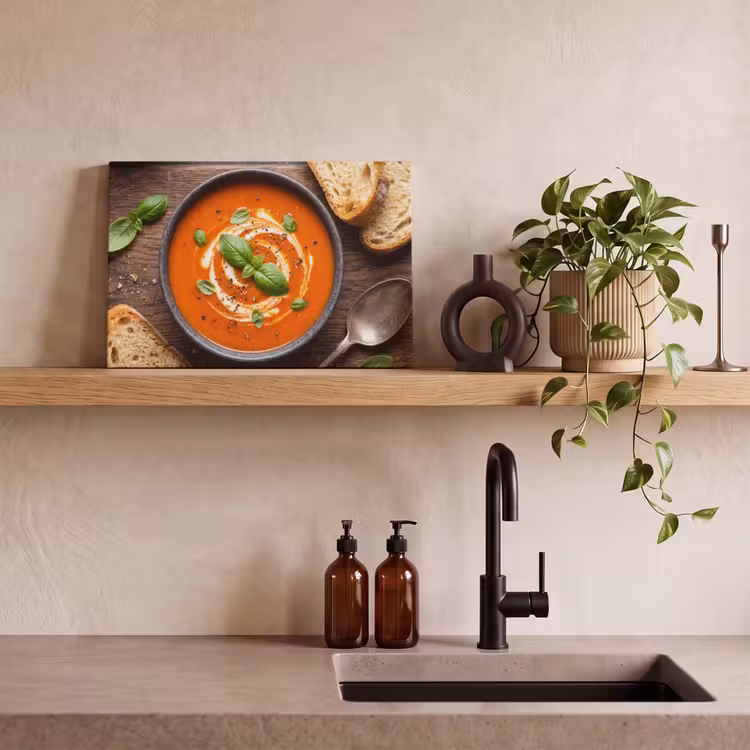 Eten - Soep - Basilicum - Rustiek - Rood canvas 2cm klein -sfeer3