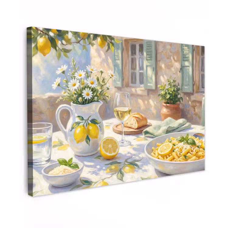 Eten - Terras - Zomer - Geschilderd - Geel canvas 2cm klein -z3d