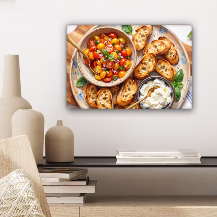 Eten - Tomaat - Brood - Kleurrijk - Keuken canvas 2cm klein -sfeer6