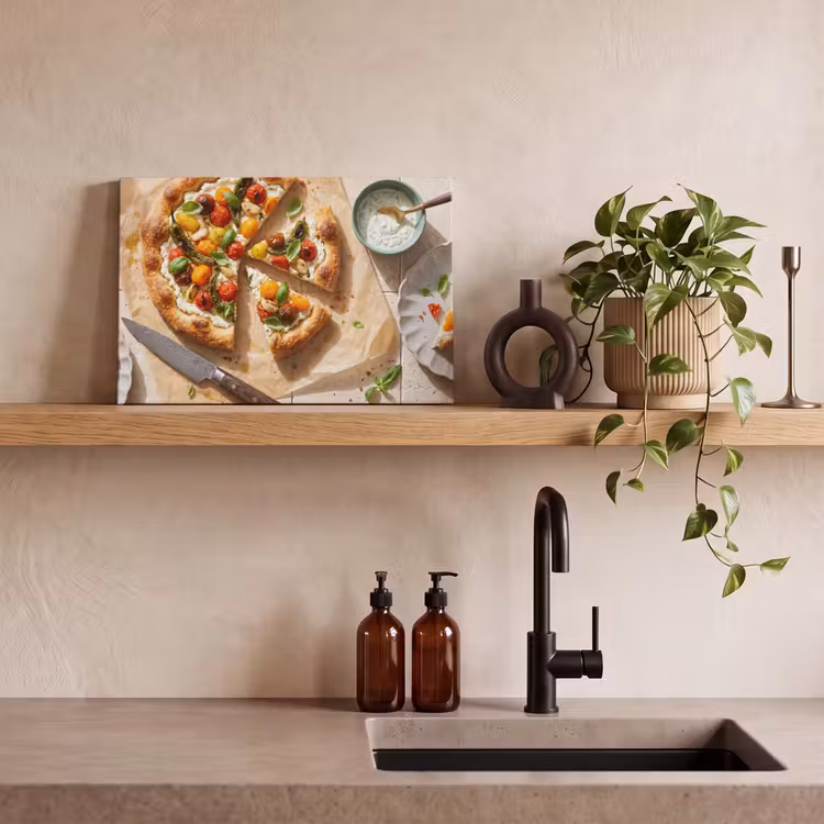 Eten - Tomaten - Basilicum - Maaltijd - Vers canvas 2cm klein -sfeer3