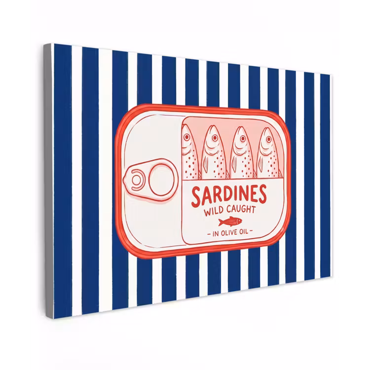 Eten - Vis - Blik - Illustratie - Rood canvas 2cm klein -z3d