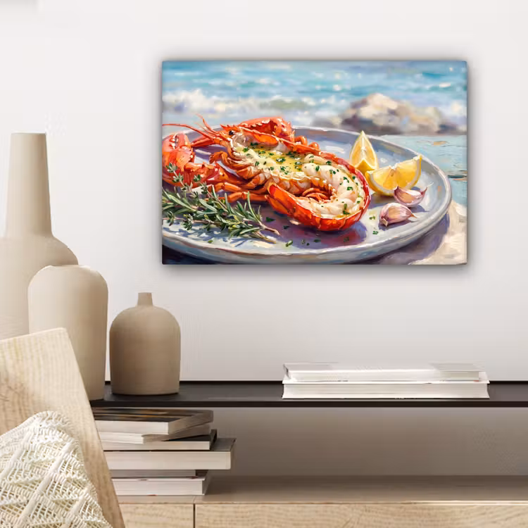 Eten - Zee - Kust - Modern - Blauw canvas 2cm klein -sfeer6
