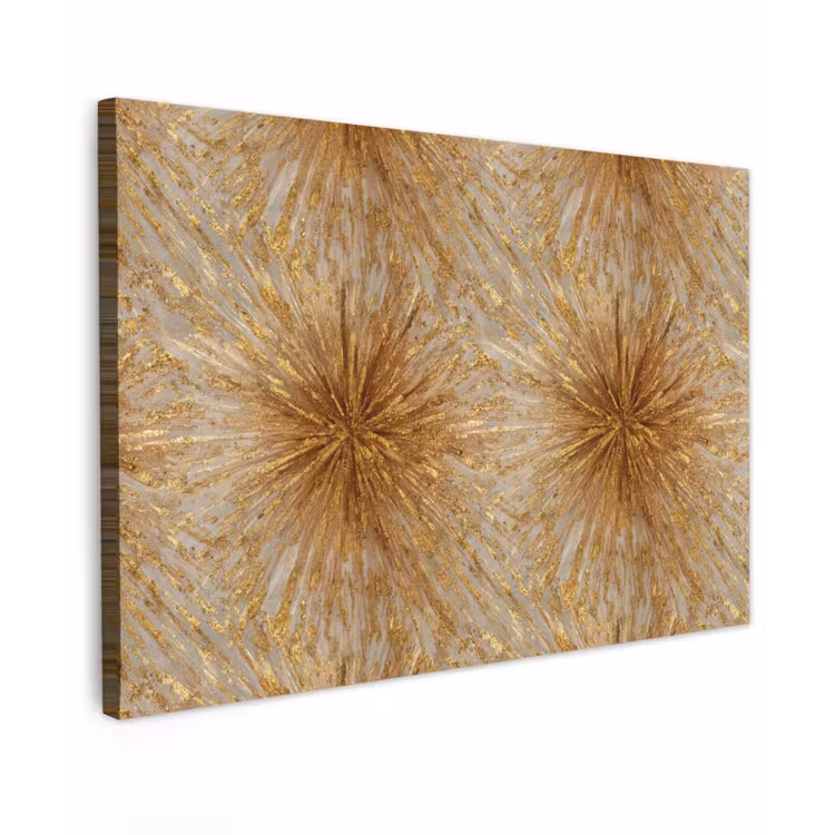 Explosie - Abstract - Goud - Wit canvas 2cm klein 34 -z3d