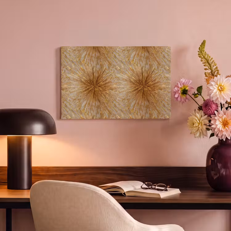 Explosie - Abstract - Goud - Wit canvas 2cm klein 34 -sfeer4