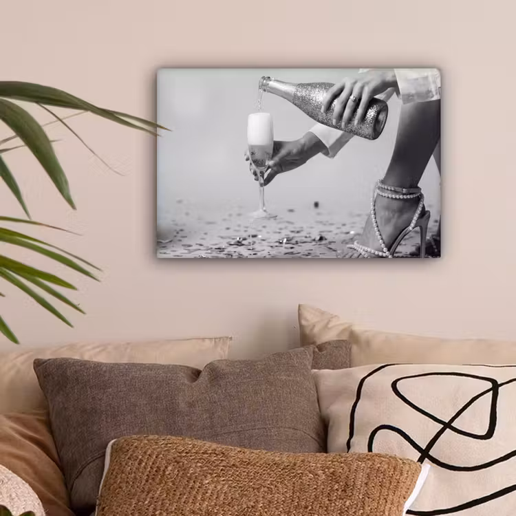 Feestelijk - Champagne - Discobal canvas 2cm klein -sfeer1