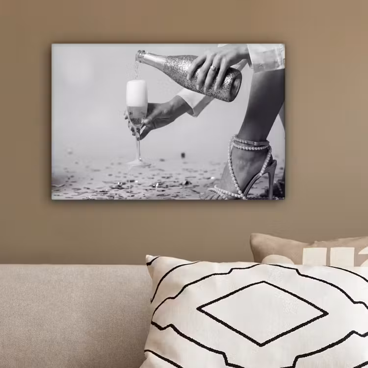 Feestelijk - Champagne - Discobal canvas 2cm klein -sfeer3
