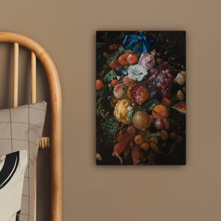 Festoen van vruchten en bloemen - Schilderij van Jan Davidsz. de Heem canvas 2cm klein -sfeer3