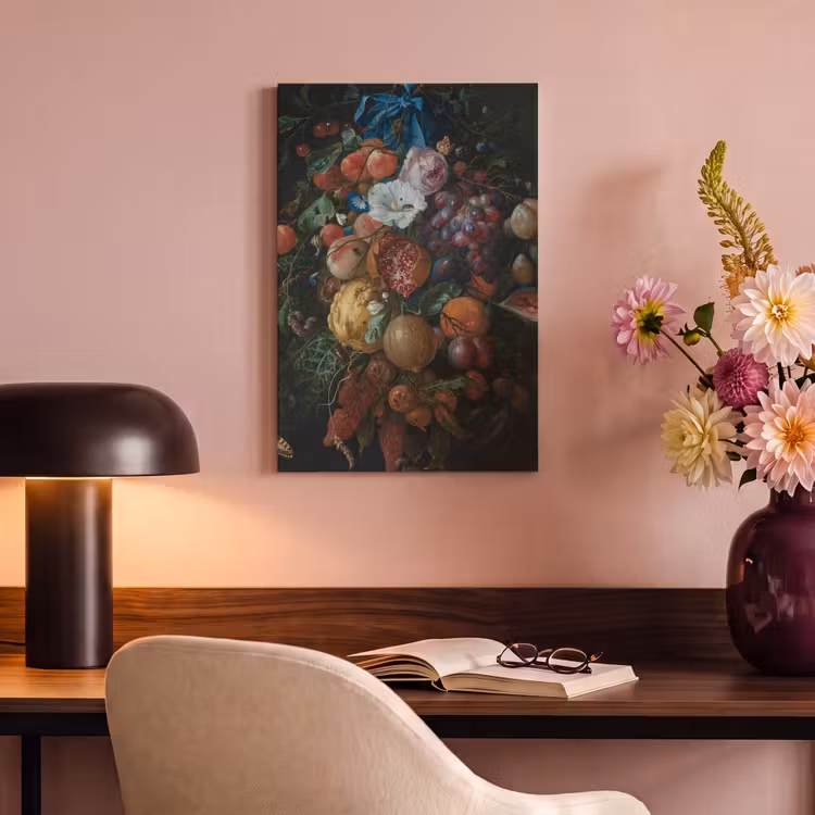 Festoen van vruchten en bloemen - Schilderij van Jan Davidsz. de Heem canvas 2cm klein -sfeer4
