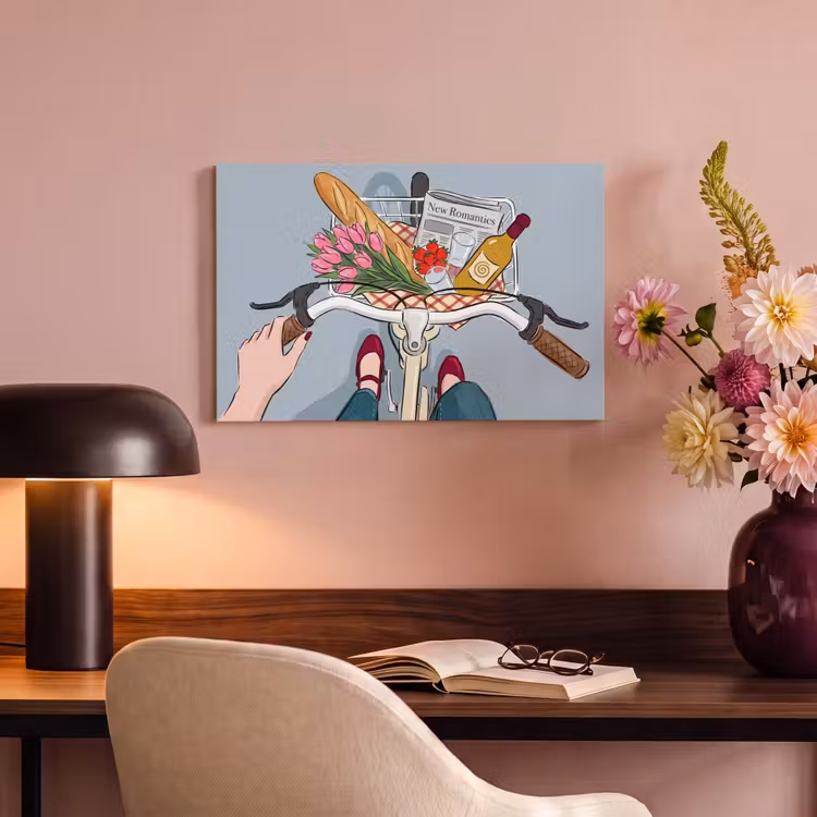 Fiets - Picknick - Zomer - Illustratie canvas 2cm klein -sfeer4