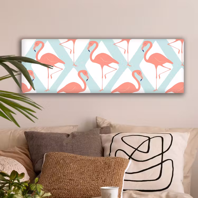 Flamingo - Mintgroen - Ruit canvas 2cm klein 828 -sfeer1