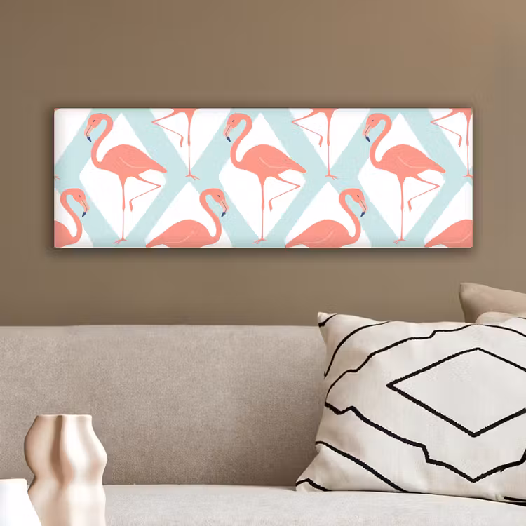 Flamingo - Mintgroen - Ruit canvas 2cm klein 828 -sfeer3
