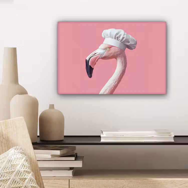 Flamingo - Roze - Koksmuts - Vogel canvas 2cm klein -sfeer6