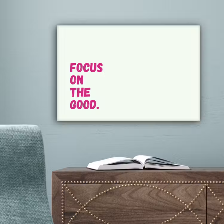 Focus on the good - Beige - Roze canvas 2cm klein -sfeer4