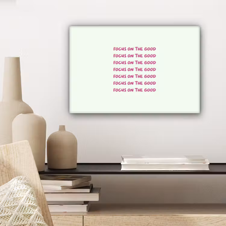 Focus on the good - Roze canvas 2cm klein -sfeer6