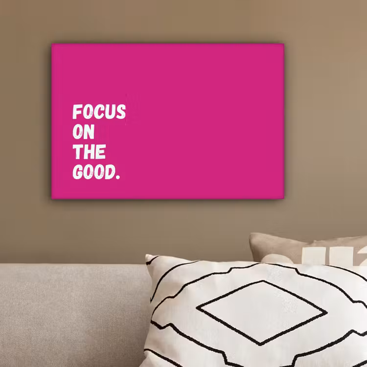 Focus on the good - Roze - Simple canvas 2cm klein -sfeer3