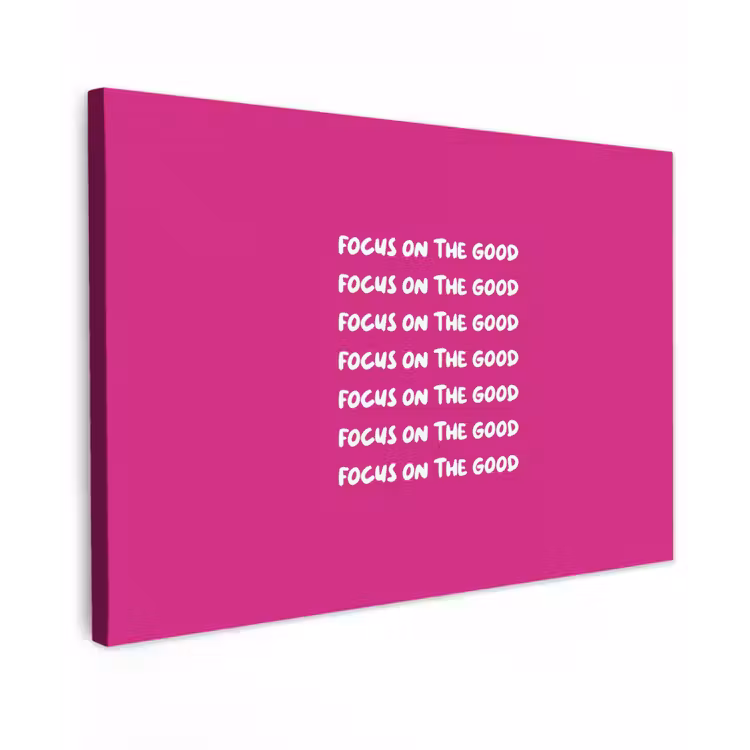 Focus on the good - Roze - wit canvas 2cm klein -z3d