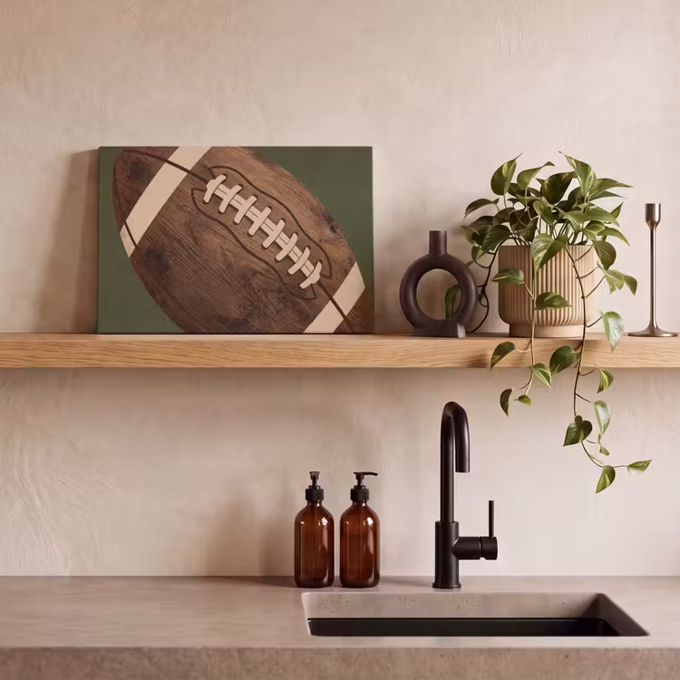 Football - Hout - Sport - Groen canvas 2cm klein -sfeer3