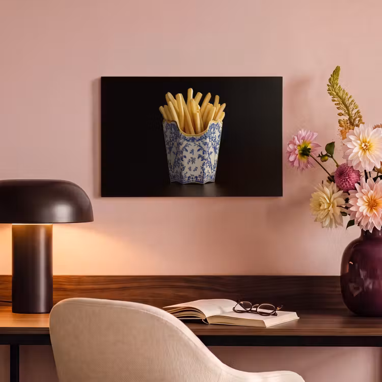 Friet - Porselein - Delfts blauw - Eten canvas 2cm klein -sfeer4