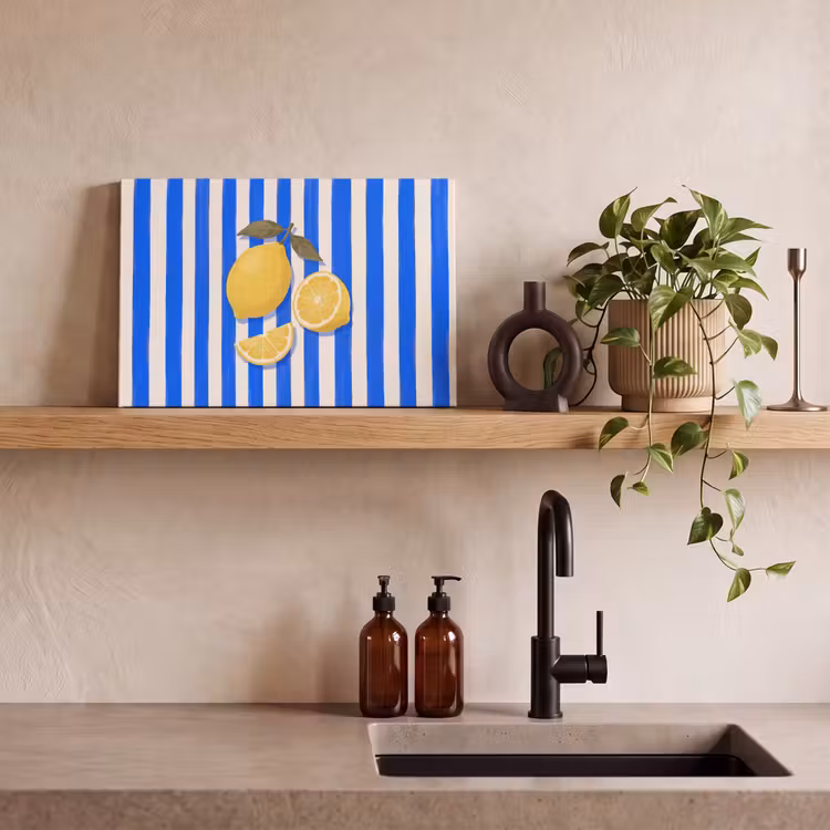 Fruit - Citroen - Zomer - Geel - Blauw canvas 2cm klein -sfeer3