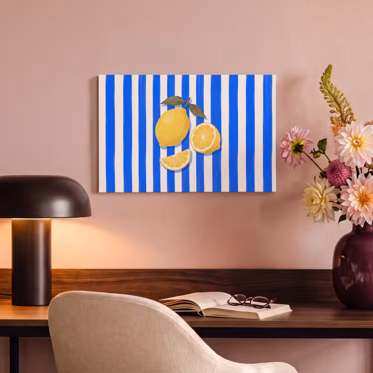 Fruit - Citroen - Zomer - Geel - Blauw canvas 2cm klein -sfeer4