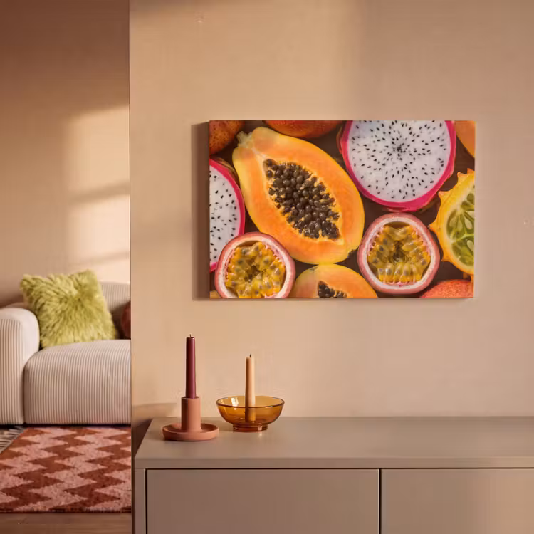 Fruit - Geopend - Tropisch - Eten - Kleurrijk canvas 2cm klein -sfeer1