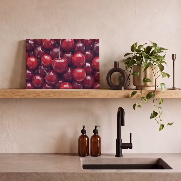 Fruit - Kersen - Eten - Modern - Rood canvas 2cm klein -sfeer3