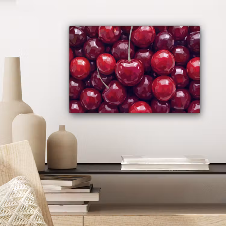 Fruit - Kersen - Eten - Modern - Rood canvas 2cm klein -sfeer6