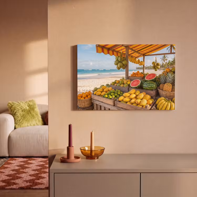 Canvas schilderij - Fruit - Strand - Tropisch - Fruit - Strand - Tropisch canvas 2cm klein