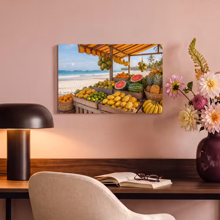 Canvas schilderij - Fruit - Strand - Tropisch - Fruit - Strand - Tropisch canvas 2cm klein