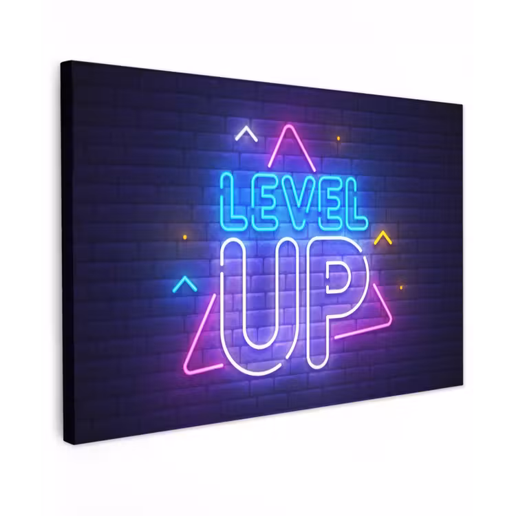 Gaming - Neon - Level Up - Quotes - Gamen canvas 2cm klein -z3d