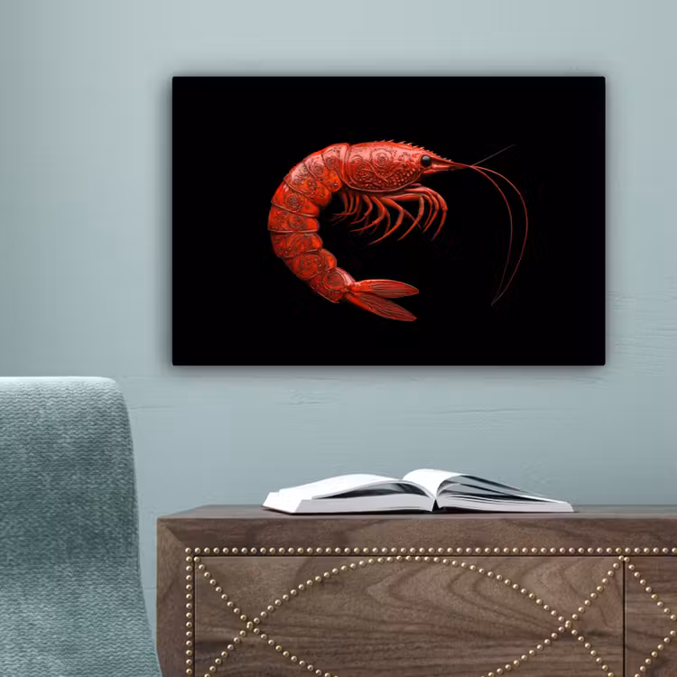 Garnaal - Rood - Dieren canvas 2cm klein -sfeer4