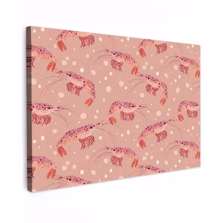 Garnalen - Stippen - Roze canvas 2cm klein 34 -z3d