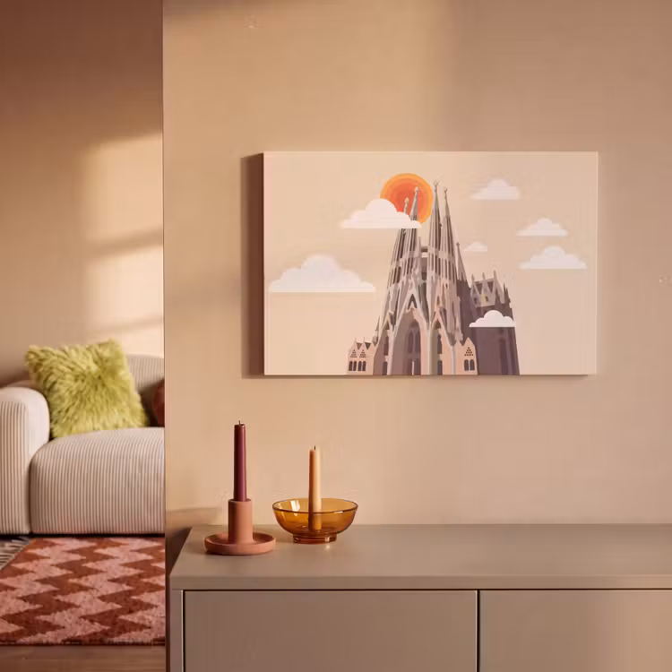 Gebouw - Torens - Architectuur - Abstract - Zonsondergang canvas 2cm klein -sfeer1