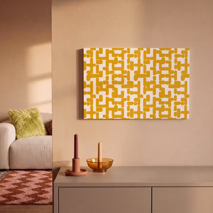Geel - Beige - Patroon canvas 2cm klein 34 -sfeer1