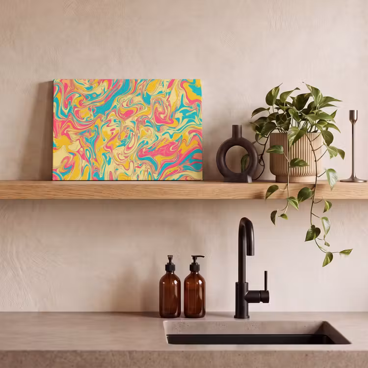 Geel - Roze - Blauw - Retro canvas 2cm klein -sfeer3