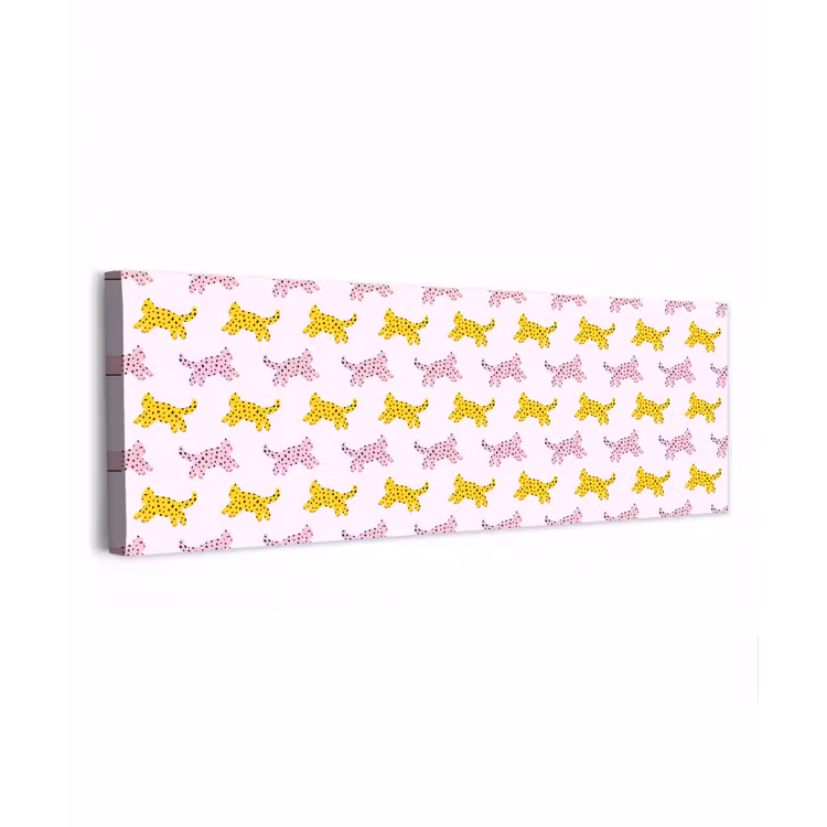 Geel - Roze - Katten - Wit canvas 2cm klein 828 -z3d