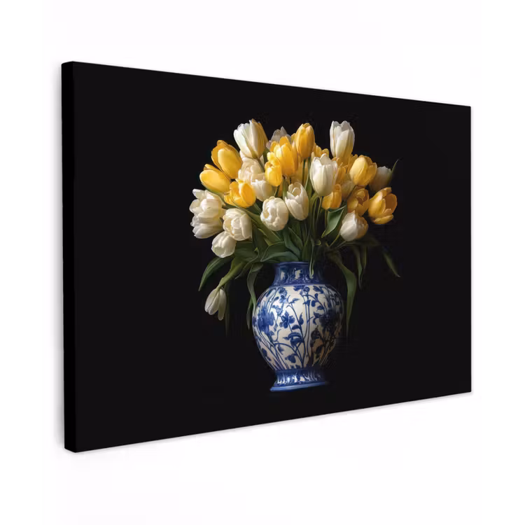 Geel - Tulpen - Vaas - Bloemen canvas 2cm klein -z3d