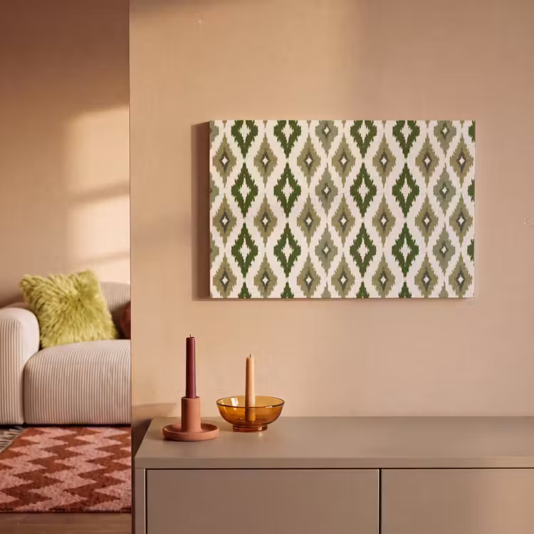 Geografisch - Ruitmotief - Groen canvas 2cm klein 34 -sfeer1