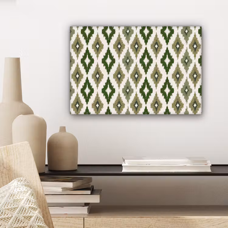 Geografisch - Ruitmotief - Groen canvas 2cm klein 34 -sfeer6