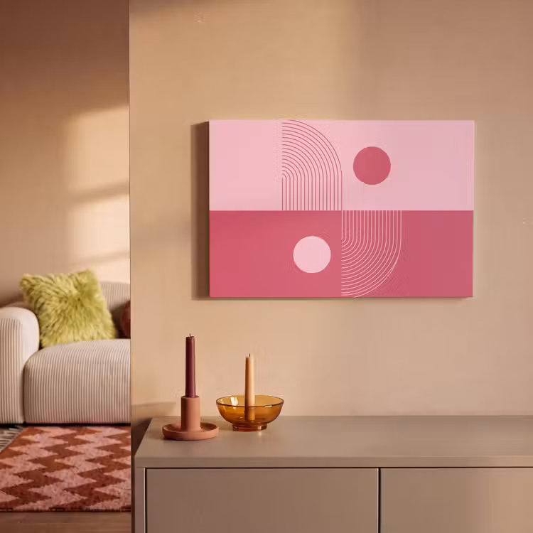 Geometrie - Patroon - Abstract - Roze - Modern canvas 2cm klein -sfeer1