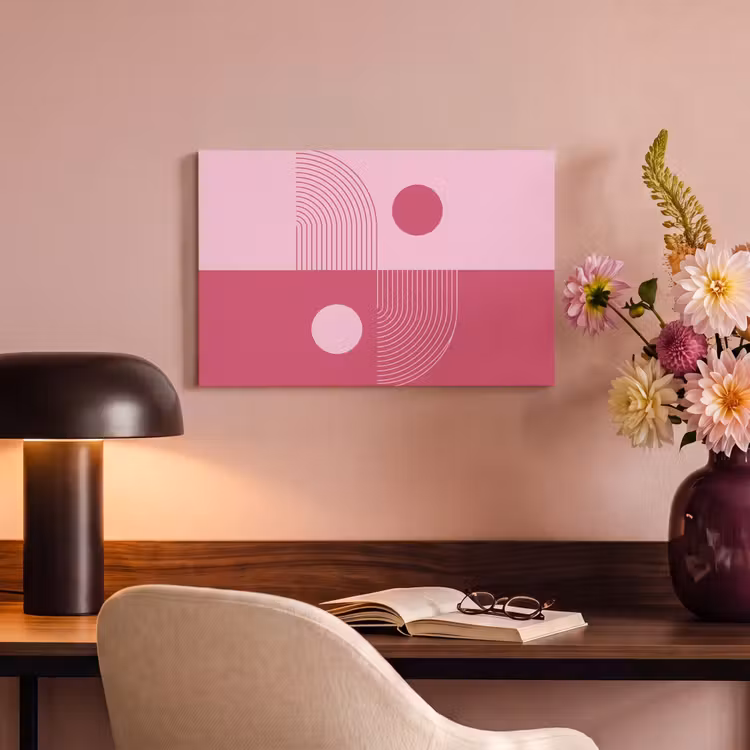 Geometrie - Patroon - Abstract - Roze - Modern canvas 2cm klein -sfeer4