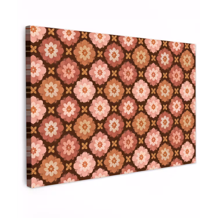 Geometrisch - Bloemen - Kleurrijk canvas 2cm klein 34 -z3d
