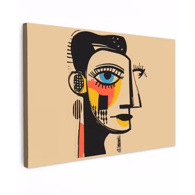 Geometrisch - Felle kleuren - Kubistische stijl canvas 2cm klein -z3d