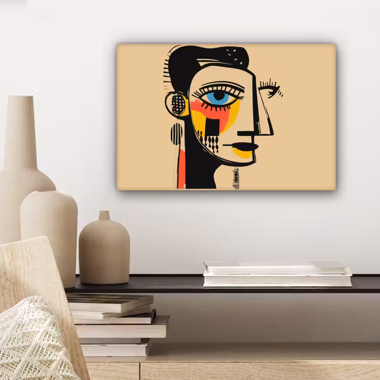 Geometrisch - Felle kleuren - Kubistische stijl canvas 2cm klein -sfeer6