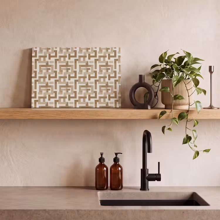 Geometrisch - Retro - Bruin canvas 2cm klein 34 -sfeer3