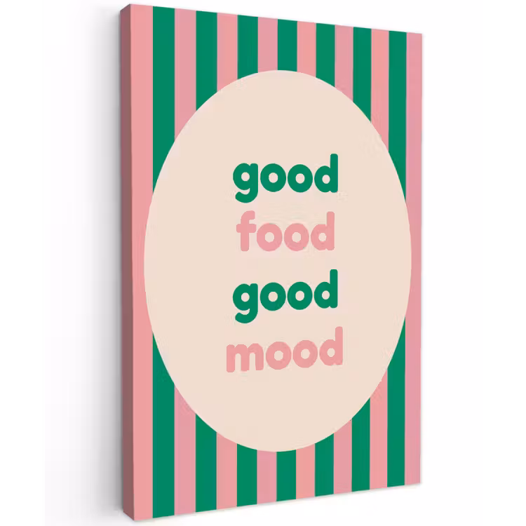 Gestreept - Quote - Ovaal - Roze canvas 2cm klein -z3d