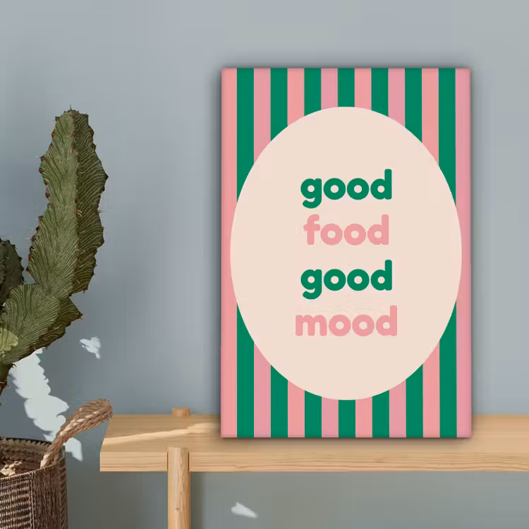 Gestreept - Quote - Ovaal - Roze canvas 2cm klein -sfeer4