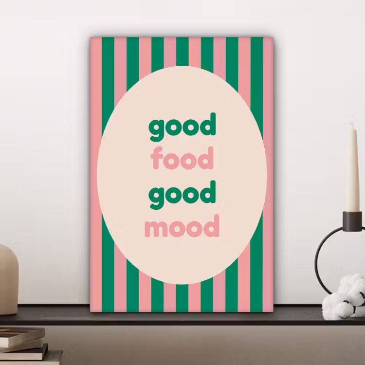 Gestreept - Quote - Ovaal - Roze canvas 2cm klein -sfeer6