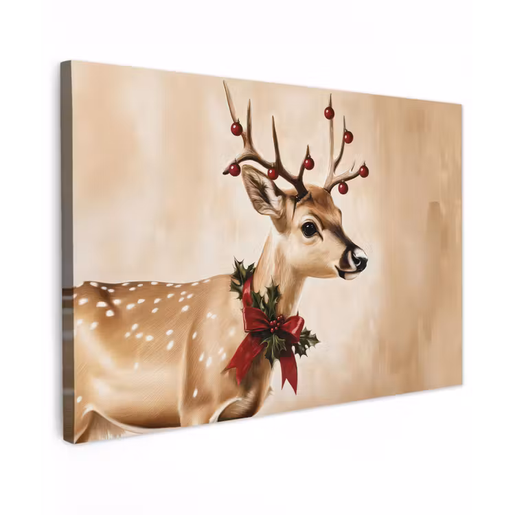 Gewei - Kerst - Rendier - Rood canvas 2cm klein -z3d