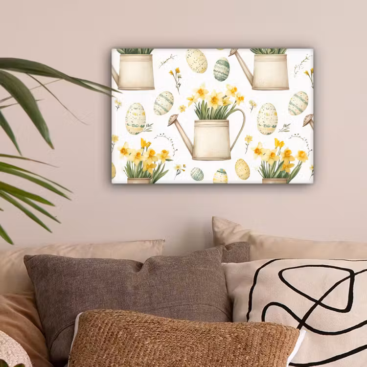 Gieter - Bloemen - Eieren canvas 2cm klein -sfeer1